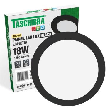 Imagem de Painel De Led Redondo Embutir 12w Preto Bivolt Taschibra 3000k Luz Quente