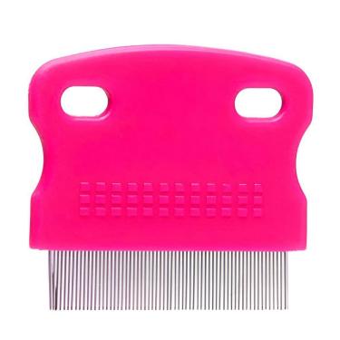 Imagem de Pente Fino Anti Pulgas Removedor Carrapatos Limpeza Rosa