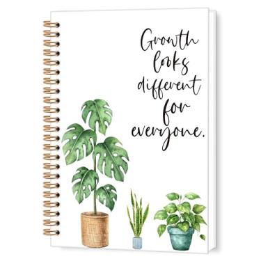 Imagem de TWRVI Caderno espiral de plantas para saúde mental, mentalidade de crescimento, caderno pautado para faculdade, material escolar, cadernos de diário de conselheiro de psicologia, 14 x 21 cm, 164