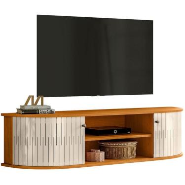 Imagem de Rack Suspenso 2 Portas Moderno Para Tv De 60 Polegadas Cinamomo/off White