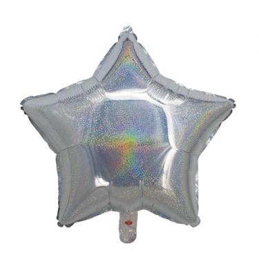 Imagem de BALAO HOLOGRAFICO ESTRELA C/CANUDO PRATEADO 18"