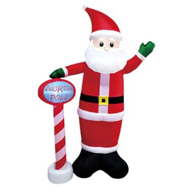 Imagem de Vaveren Papai Noel inflável de Natal de 240 cm, enfeite natalino, plugue americano de 110 V, adorável, leve e de inflação rápida para decoração externa.