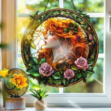 Imagem de Protetor solar de acrílico colorido, apanhadores de sol, decoração de janela pendurada para mulher, arte de parede de arco-íris, para sala de estar, quarto, varanda, interior e exterior, jardim