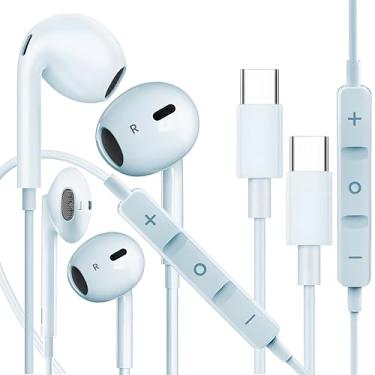 Imagem de Fones de ouvido para iPhone 16/15 USB-C e fones de ouvido de telefone com controle de microfone/volume, fones de ouvido tipo C com qualidade de som Hi-Fi para Samsung Galaxy S23 – Fones de ouvido com