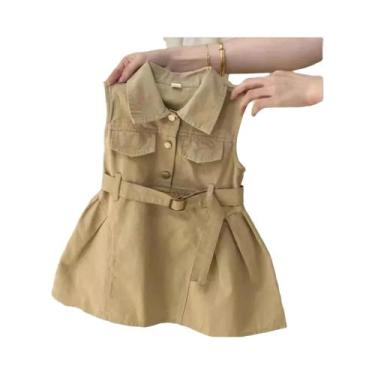 Imagem de Vestidos Sem Mangas Para Meninas, Moda De Verão Com Cinto, Roupas Infa