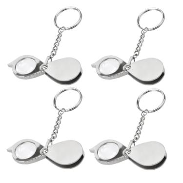 Imagem de Rongon Lupa de chaveiro, 4 peças, lupas dobráveis portáteis, 10 lupas pequenas com chaveiro para leitura, carimbo, viagens de hobby