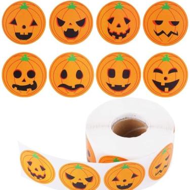 Imagem de Adesivos de abóbora de Halloween para crianças 8 designs de abóbora com selo redondo de abóbora selos de envelope adesivos rolo para outono Dia de Ação de Graças Diário de Dia das Bruxas Sacolas