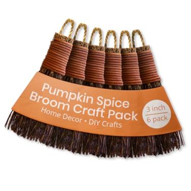 Imagem de Vassoura perfumada com especiarias de abóbora 7,6 cm (pacote com 6) - Vassoura decorativa de bruxa para proteção de porta e decoração de Halloween