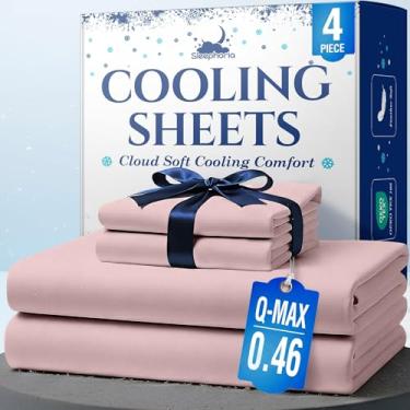 Imagem de SLEEPHORIA Jogo de cama casal com lençóis refrescantes – Roupa de cama com regulação de temperatura para pessoas com sono quente – Lençol de cama com bolso profundo para suores noturnos e conforto