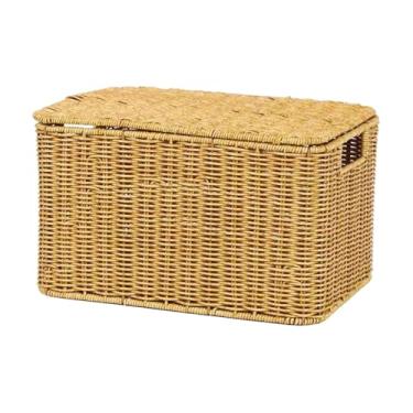 Imagem de ＫＬＫＣＭＳ Cesto de vime para armazenamento, organizador de brinquedos, recipiente grande para diversos itens domésticos, armário e quarto, 32.5 Cm X 22.5 Cm X