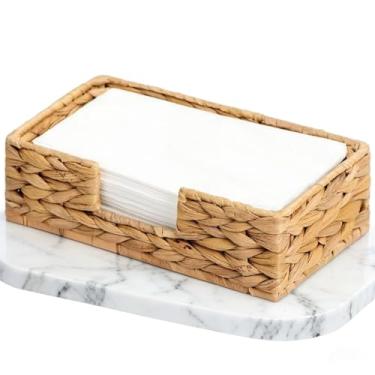 Imagem de Porta-guardanapos de jacinto de água – Organizador de tecido de vime e vime para toalhas de hóspedes descartáveis, decoração de mesa de fazenda e essenciais de banheiro, 24 x 13 x 7 cm