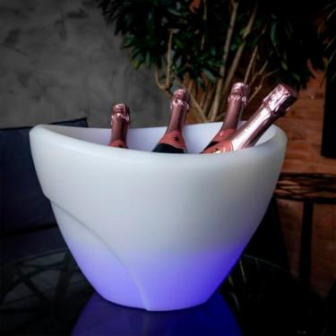 Imagem de Champanheira com LED 13L para 4 Garrafas – Balde de Gelo em Polietileno com Parede Dupla – 16 Cores RGB – Acabamento Fosco – Cor Branco