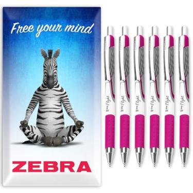 Imagem de Canetas esferográficas Zebra Classic Z-Grip Flight - 1,2 mm - Tinta rosa - Pacote com 6 - Em caixa de presente de papelão