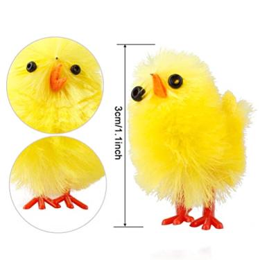 Imagem de Generic 60 PCS Mini Figuras de Frango de Pelúcia Pintinhos de Páscoa Decoração Brinquedo Estátuas de Animais de Fazenda Decorações de Mesa Amarelo Pelúcia Primavera Atmosfera Home Office Sala de Aula Dormitório 3 CM