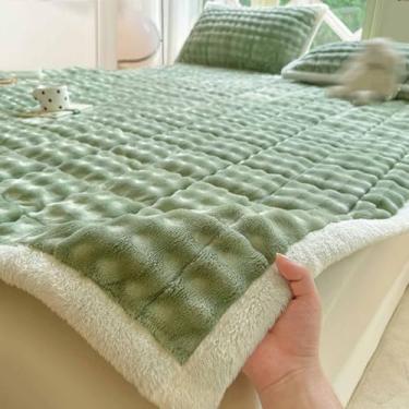 Imagem de Yadlan Colchão futon de pelúcia de veludo para cama de chão japonês, colchão dobrável, colchão de enrolar para dormir no chão, colchão fofo para dormitório sofá de acampamento verde 200 * 220 cm