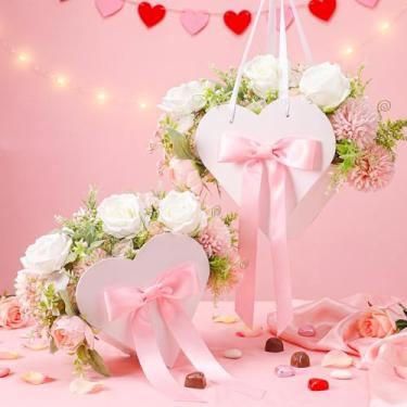 Imagem de Ctosree Conjunto de 12 caixas de flores em forma de coração com laço de fita, faça você mesmo, sacos de presente de flores para dia dos namorados, sacos de embalagem floral personalizados para chá de