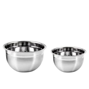 Imagem de Kit 2 Bowls Grandes e Fundos Saladeiras 1 e 2 Litros Inox Redondos Bacias Tigelas Massas Ceviche Cereais (Kit 2 Bowls: 2 litros + 1 litr)
