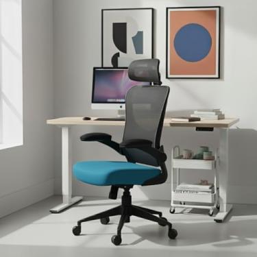 Imagem de Cadeira de Escritório Ergonômica, DT3 Vita com apoio de cabeça 3D, Apoio Lombar Ajustável, Mesh Spandex Respirável + Tecido Softex Espuma Injetada, Certificada NR-17, Cadeira Giratória (Blue)