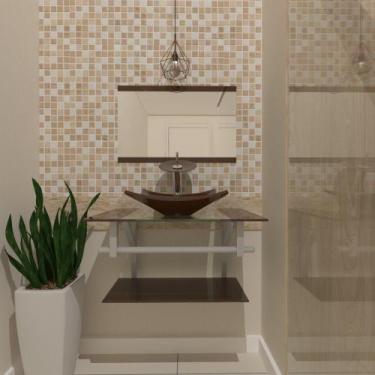 Imagem de Gabinete de Vidro 60cm para banheiro Ucrânia - EKASA, Marrom