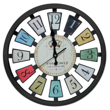 Imagem de Relógio De Parede Decorativo Preto Sala Escritório 33cm
