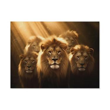 Imagem de HouLaiZhe Pôster animal leão luz solar efeito Tyndall parede estética pôsteres decoração de quarto pintura de parede galeria sala decoração de parede para quarto sala de estar escritório 24 x 32