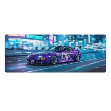 Imagem de HouLaiZhe Tapetes de mouse para jogos JDM Car S14 Speed ​​Driving Blur JDM Car Desk Pads grandes para teclado de mesa de computador 30 x 80 cm