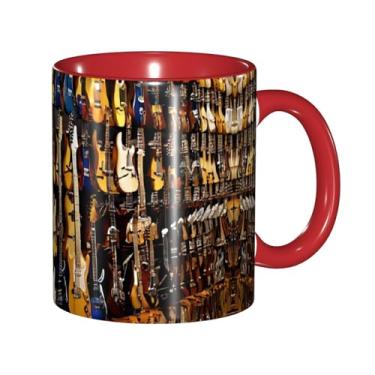 Imagem de Zeraoke Caneca de café criativa com impressão de guitarra musical, personalizada, presente para família, tamanho de 325 ml, unissex