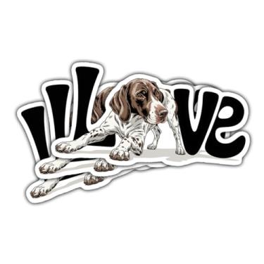 Imagem de 3 peças de adesivos de ponteiro alemão de pelo curto, adesivos de vinil fofos de coração de cão de caça para laptop, caderno, garrafa de água, para-choque de carro, álbum de recortes, presente para