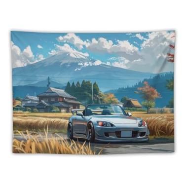 Imagem de HouLaiZhe Tapeçaria de carro anime japonês Jdm carro S2000 campo pendurar na parede quarto decoração de casa tapeçarias estética piquenique decoração de parede arte de parede para dormitório sala de