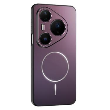 Imagem de HAOMRIYL Capa à prova de choque para Huawei Pura 80 Ultra/80 Pro +/80 Pro/80, capa magnética com proteção total para lentes ultrafina, minimalista, roxo, 80