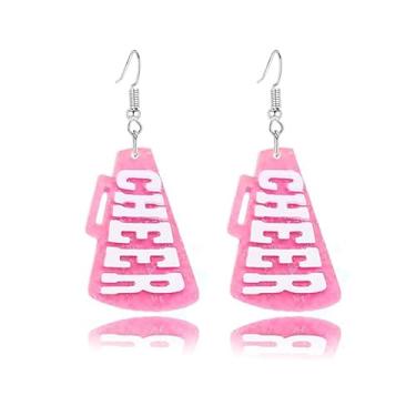 Imagem de Brincos femininos de megafone cheer de acrílico colorido, feitos à mão, resina, rúgbi, futebol, jogos, jogos, esportes, declarações, joias, presentes, Extra large, Liga de aço, Sem pedra preciosa