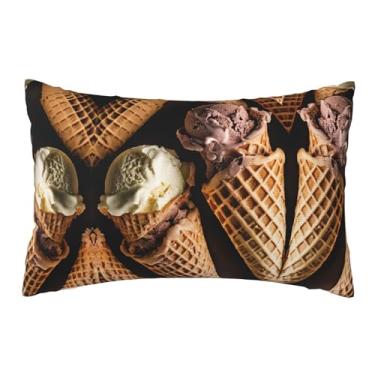 Imagem de Sorvete - Fronhas estampadas reversíveis - Design decorativo de dupla face, zíper oculto, poliéster macio para sofá, quarto e carro, tamanho único