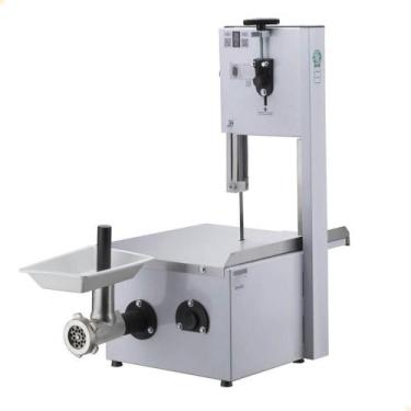 Imagem de Serra Fita Malta Branca Mesa Inox com Moedor boca 8 motor 1/2 Cv Bivol