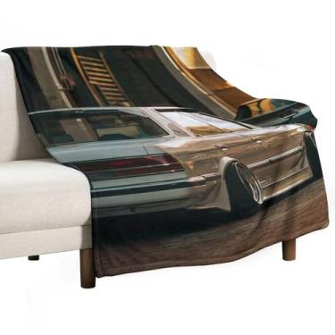 Imagem de HouLaiZhe Cobertor super macio de flanela clássico retrô vintage modificação de carro JDM cobertores refrescantes leves para sofá-cama cadeira sofá carro viagem ao ar livre leve quente 127 x 178 cm