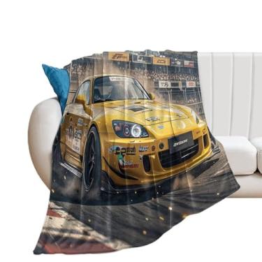 Imagem de HouLaiZhe Cobertor Super Macio Flanela Japonês Carro Esportivo JDM S2000 Cobertores de Refrigeração Leve para Sofá-Cama Cadeira Sofá Carro Viagem ao Ar Livre Leve Quente 178 cm x 203 cm