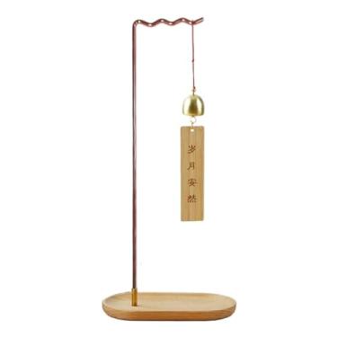 Imagem de Fenteer Suporte para caneta de caligrafia, suporte para pincel de caligrafia, metal com base de madeira, organizador suspenso com para sino de vento para