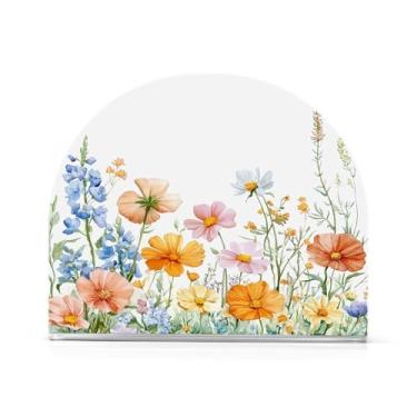 Imagem de STAYTOP Porta-guardanapos, lindos porta-guardanapos de flores silvestres e borboletas da primavera para mesas cozinha restaurante decoração de casa, suporte decorativo moderno para guardanapos de