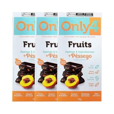 Imagem de Kit com 3 Tabletes de Chocolate 70% Cacau + Pêssego Liofilizado de 70g cada.