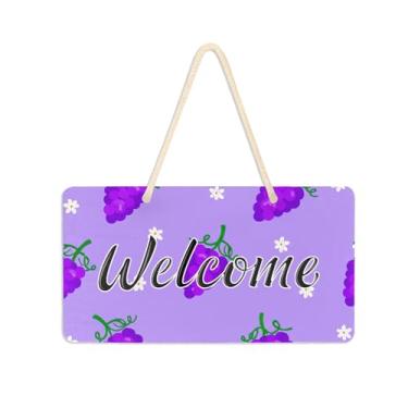 Imagem de Burbuja Placa de boas-vindas de uva para porta da frente, placa de boas-vindas de PVC para decoração de festas de fazenda, 15 x 28 cm