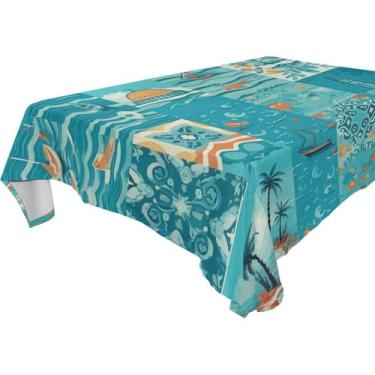 Imagem de Burbuja Toalha de mesa de azulejos de verão, toalha de mesa quadrada anti-rugas grossa para decoração de jantar, cozinha, festa, 137 x 137 cm