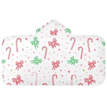 Imagem de Burbuja Toalha de banho com capuz de laço rosa para crianças, toalha de praia de pelúcia macia absorvente para chá de meninas e meninos 3-10 anos, 61 x 127 cm
