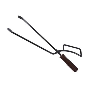 Imagem de Pinças de lenha longas resistentes, pinças de lareira de ferro fundido para fogueira externa, lareira interna e fogueira, fácil de segurar e transportar