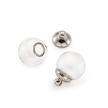 Imagem de KISSITTY 20 garrafas de globo de vidro de 10 mm com balas de platina para fazer pingentes faça-você-mesmo transparentes redondos vazios frascos de cristal para fazer joias, colares, artesanato
