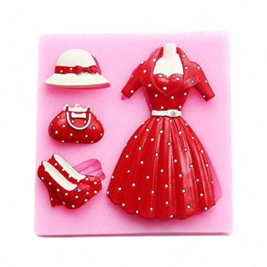 Imagem de Saia feminina molde de fondant de silicone feminino de salto alto chapéu molde de chocolate doce vestido de princesa pasta de chiclete para festa de aniversário ferramentas de decoração de bolo