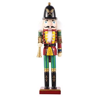 Imagem de Adorno de Quebra-Nozes Boneco Soldado Madeira Tradicional Figuras Pintadas à Mão Decorações Mesa para Festa Férias