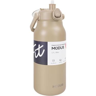 Imagem de Garrafa Térmica De Viagem Inox 1700ml Água Com Canudo (Marrom)