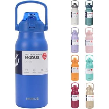 Imagem de Garrafa Térmica De Viagem Inox 1700ml Água Com Canudo (Azul)