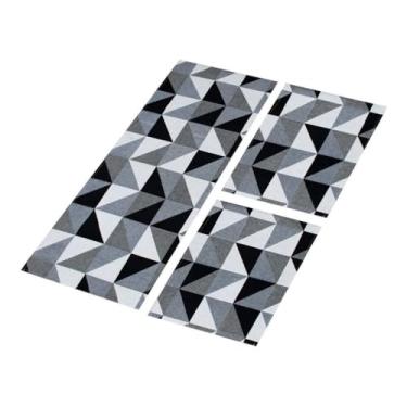 Imagem de Kit Passadeira Cozinha 3 Tapetes Poliester Antiderrapante(Modelo M1 Cinza)