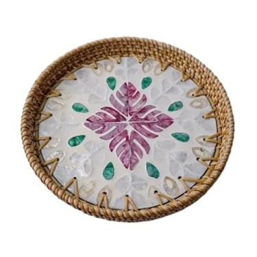 Imagem de Fruteira Disco de emenda de casca simples, prato de frutas, café da manhã, pão, dim sum, cesta de frutas Decoração de mesa(Higanbana)