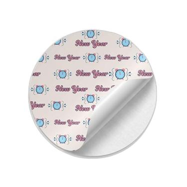 Imagem de Autocolantes Adesivos Redondos Ano Novo 25 Unidades com Despertador Rosa - Tamanho 50x50cm
